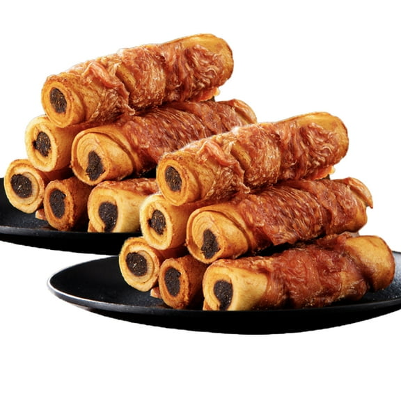 Cowhide Wrapped in Chicken Beef Filling Dog Treats for Medium, & Large Dog - Made with Chicken and Cowhide - High Protein and Long Lasting Training Treats for Dogs, 10.6oz