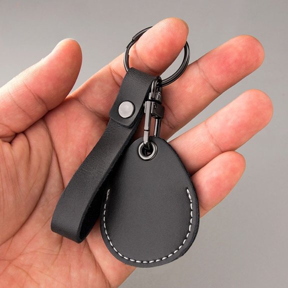 Cowhide access control card cover, keychain pendant, rectangular community induction IC protective cover, mini elevator card