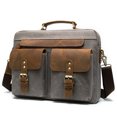 thumbnail image 1 of Cowhide with cloth briefcase,Brown, 1 of 2