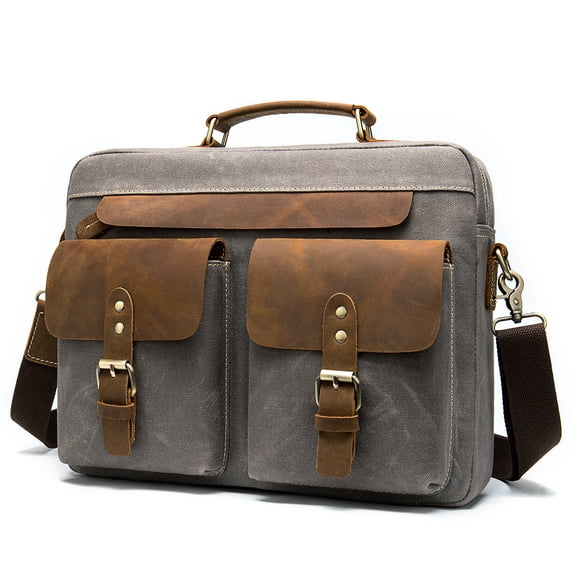 Cowhide with cloth briefcase,Brown