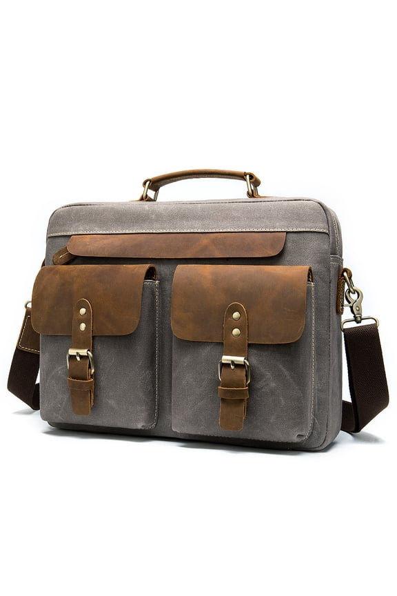 Cowhide with cloth briefcase,Grey