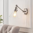 thumbnail image 1 of JONATHAN Y Cowie 8" Iron/Glass Adjustable LED Wall Sconce, Nickel, 1 of 8