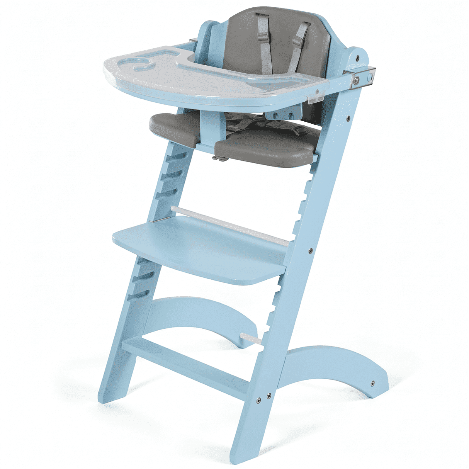 Cowiewie 3-in-1 Convertible Wooden Baby High Chair, 10-Level Height, 2-Tier Removable Tray, 2 Waterproof Cushions for Babies & Toddlers