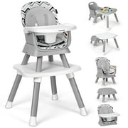 Cowiewie 8 in 1 Baby High Chair for Babies, Toddler Dining Booster Seat, BPA Free PP Material, Grey