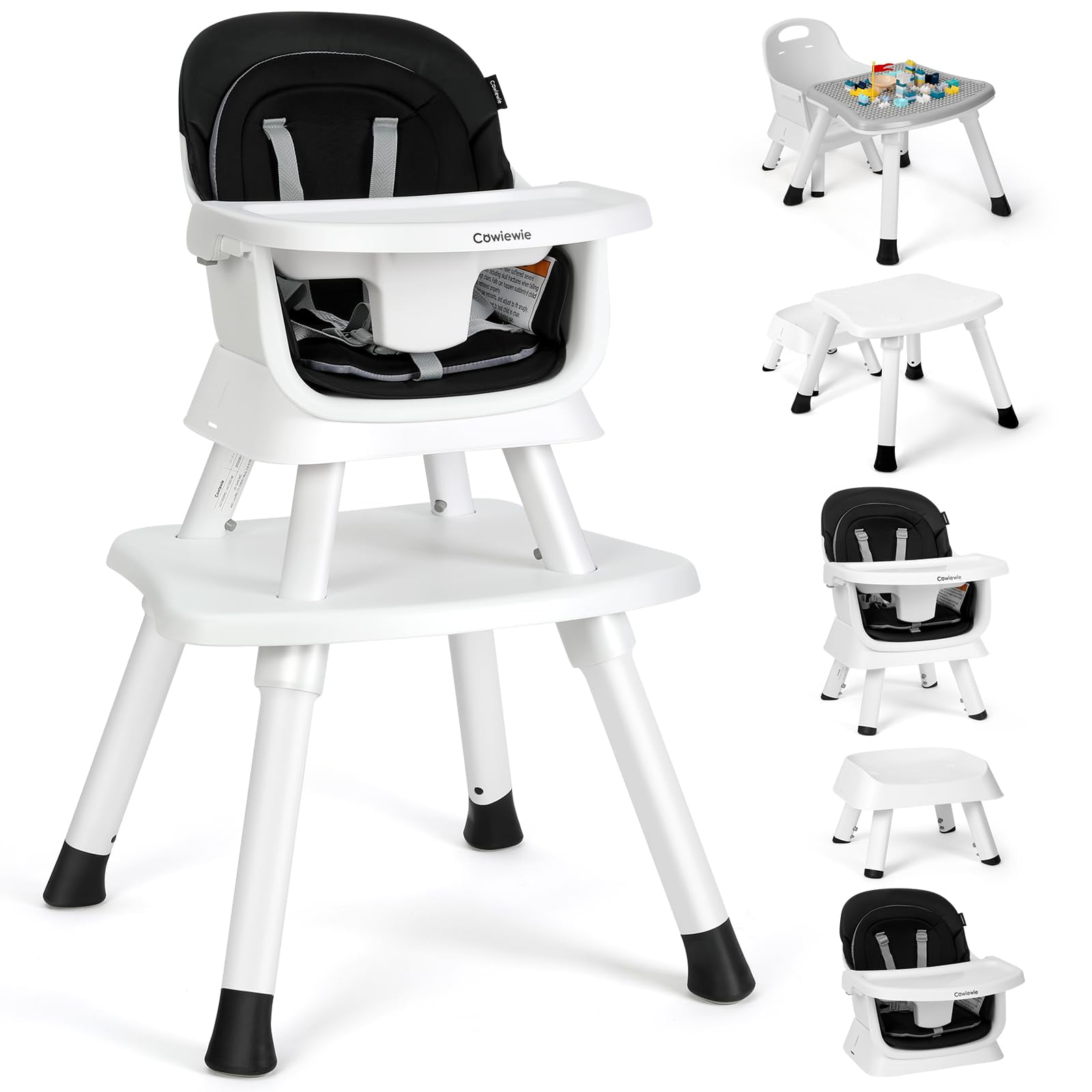 Cowiewie 8 in 1 Baby High Chair for Babies, Toddler Dining Booster Seat