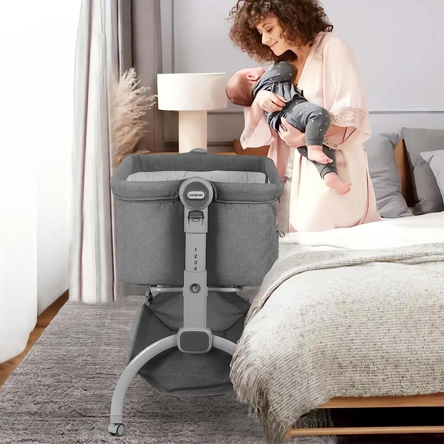Cowiewie Portable, Breathable, Adjustable Bedside Baby