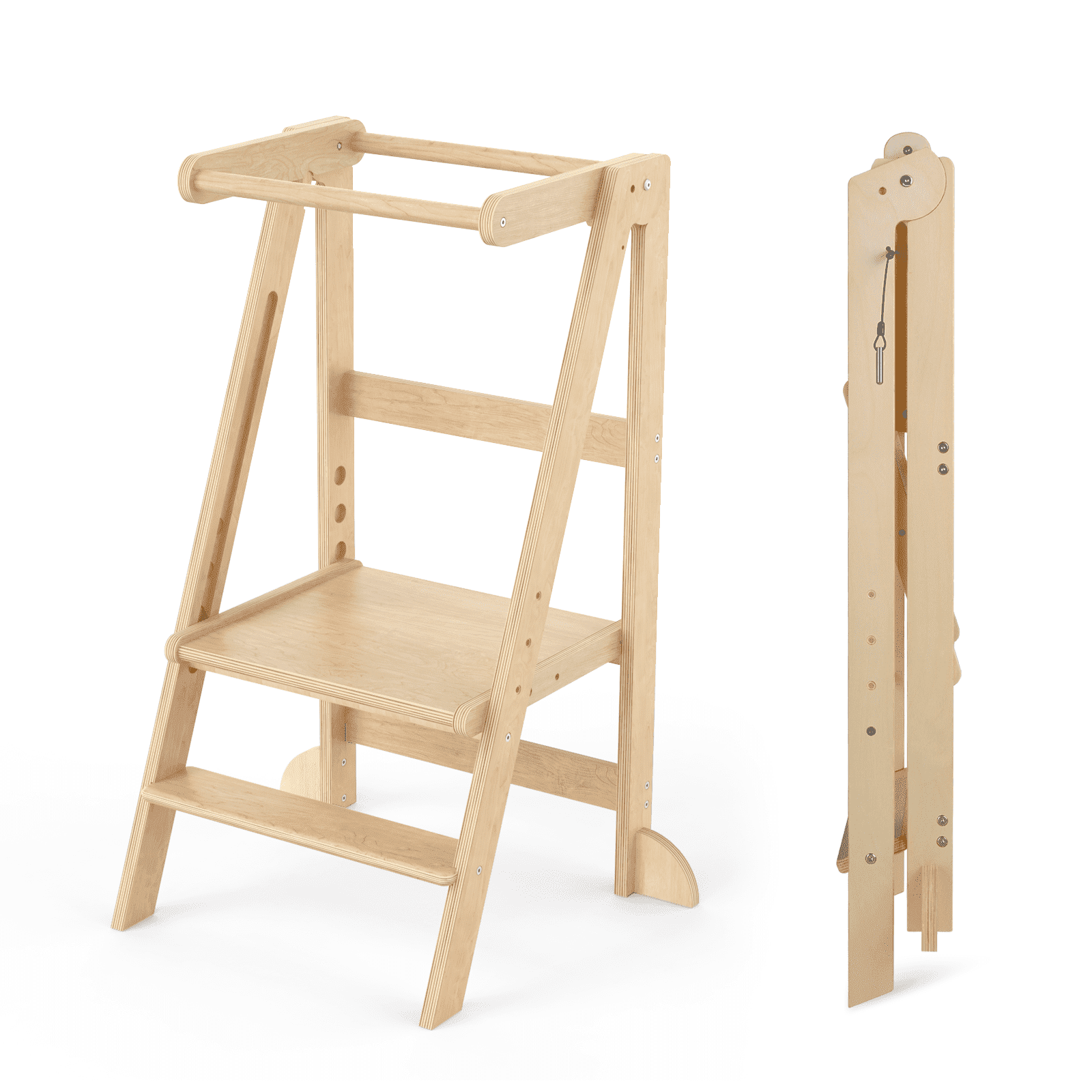 Cowiewie Foldable Toddler Tower, 4 Heights Kitchen Standing Tower for Kids Age 1.5-6 Years