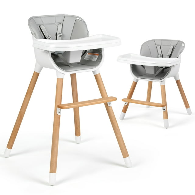 Cowiewie Wooden High Chair, 3in1 Baby High Chair, Low Chair and