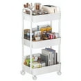 thumbnail image 1 of Cowin 3-Tier Metal Rolling Storage Cart Shelves Rolling Utility Cart Organizer Cart Movable Storage Organizer Bathroom Kitchen Office Workshop White, 1 of 7