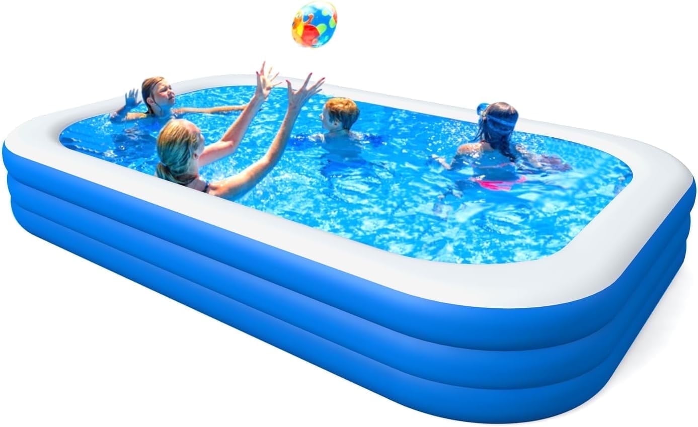Cowin Inflatable Swimming Pool for Kids Adults, 120" x 72" x 22" Blow up Pool, Family Inflatable Swimming Pools for Backyard, Blue