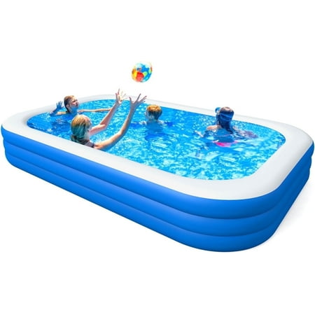 Cowin Inflatable Swimming Pool for Kids Adults, 120" x 72" x 22" Blow up Pool, Family Inflatable Swimming Pools for Backyard, Blue