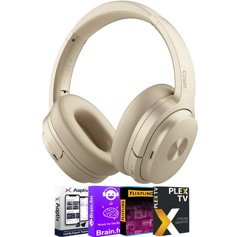 Cowin SE7 Max Active Noise Cancelling Wireless Bluetooth Headphones Gold Bundle with Tech Smart USA Audio Entertainment Essentials Bundle 2020 Walmart