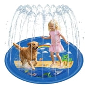 Cowin Splash Pad, Sprinkler for Kids and Wading Pool for Learning   Dog Sprinkler Pool, 67  Inflatable Water Summer Toys   Outdoor Play Mat for Babies & Toddlers Blue