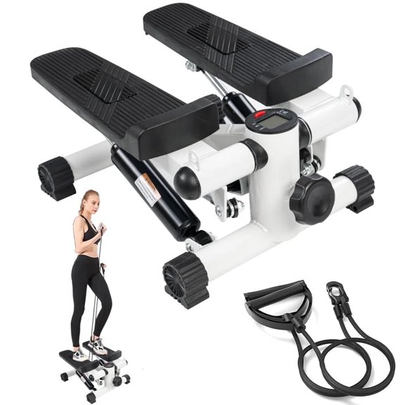Cowin Stair Stepper with Resistance Bands, Capable of Bearing 300 Pounds, Mini Stepper with LCD Display Fitness Treadmill