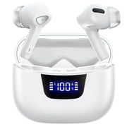 Cowin True Wireless Earbuds, Bluetooth Headphone with Smart LED Display Charging Case, White