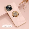 thumbnail image 1 of Cowithday for Apple iPhone 15 Plus Case with Ring Holder, iPhone 15+ Cover, Kickstand Magnetic Plating Frame TPU Shockproof Anti-Scratch Slim Girls Women Men Case Cover for iPhone 15 Plus, Pink, 1 of 9