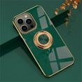 thumbnail image 1 of Cowithday for Apple iPhone 15 Pro Case with Ring Holder, iPhone 15 Pro Cover, Kickstand Magnetic Plating Frame TPU Shockproof Anti-Scratch Slim Girls Women Men Case Cover for iPhone 15 Pro, Darkgreen, 1 of 8