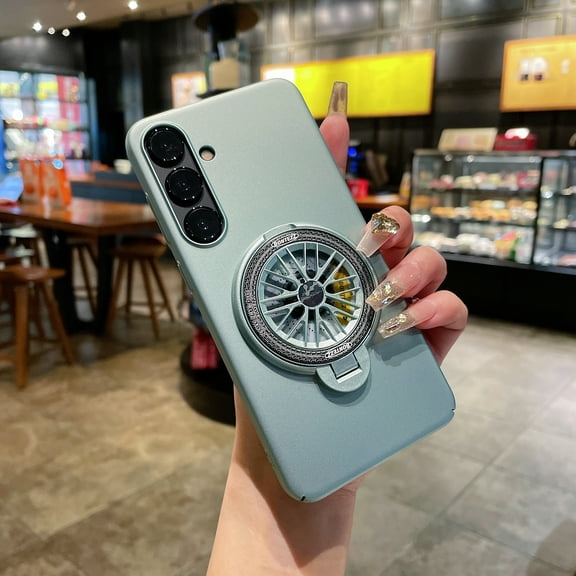 Cowithday Case for Samsung Galaxy S24 5G 2024, with Rotating Ring Kickstand Heavy Duty Drop Protection Hard PC Back Shockproof Stand Protective Shell Slim Thin Lightweight Cover for Galaxy S24, Cyan