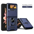 thumbnail image 1 of Cowithday Case for Samsung Galaxy Z Flip4 with Camera Cover & Kickstand, Slide Lens Protection 360°Rotate Ring Hybrid Rugged Bumper Shockproof Case Cover for Samsung Z Flip 4 5G 6.7" 2022, Blue, 1 of 9