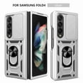 thumbnail image 1 of Cowithday Case for Samsung Galaxy Z Fold4 with Camera Cover & Kickstand, Slide Lens Protection 360°Rotate Ring Hybrid Rugged Bumper Shockproof Case Cover for Samsung Z Fold 4 5G 7.6" 2022, Silver, 1 of 6