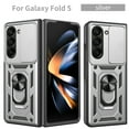 thumbnail image 1 of Cowithday Case for Samsung Galaxy Z Fold5 with Camera Cover & Kickstand, Slide Lens Protection 360°Rotate Ring Hybrid Rugged Bumper Shockproof Case Cover for Samsung Z Fold 5 5G 7.3" 2023, Silver, 1 of 11