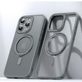 thumbnail image 1 of Cowithday Clear Magnetic Cover Case for Apple iPhone 13 Pro 6.1", [Compatible with Magsafe] Shockproof Soft TPU Bumper Rugged Clear Hard PC Back Shell Anti-Scratch Slim Phone Protective Case, Gray, 1 of 6