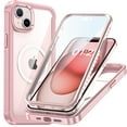 thumbnail image 1 of Cowithday Clear Magnetic Cover Case for Apple iPhone 15 6.1", with Built-in Tempered Glass Screen Protector, [Compatible with Magsafe] Full Body Rugged Shockproof Phone Case 6.1", Pink, 1 of 7