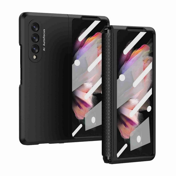 Cowithday Compatible Samsung Galaxy Z Fold 3 Case with Hinge Protection & Screen Protector, All-Inclusive Full Shockproof Cover TPU Hinge Protection Case Cover for Samsung Z Fold3 3G, Black