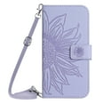 thumbnail image 1 of Cowithday Crossbody Wallet Phone Cover Case for Apple iPhone 14 5G 2022, Embossed Sunflower Shockproof Lanyard Shoulder Strap Slim Handbag Purse Flip Case for iPhone 14 6.1-inch, Lightpurple, 1 of 9