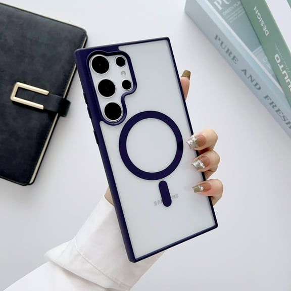 Cowithday Frosted Magnetic Case for iPhone 15 Compatible with MagSafe Wireless Charging Anti-Scratch Non Yellowing Transparent Acrylic Back Soft TPU Frame Case Cover for iPhone 15 6.1", Darkpurple