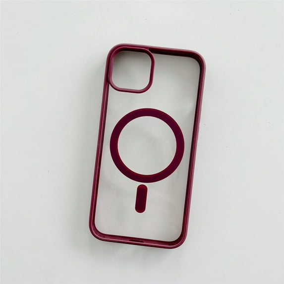 Cowithday Frosted Magnetic Case for iPhone 15 Pro Max Compatible with MagSafe Wireless Charging Non Yellowing Transparent Acrylic Back Soft TPU Frame Case Cover for iPhone 15 Pro Max 6.7", Winered
