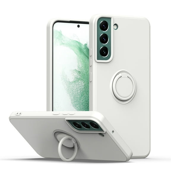 Cowithday for Galaxy S24 Phone Case, Samsung S24 Case with 360 Degree Magnetic Ring Kickstand, Soft TPU Silicone Rubber Cushion Shockproof Protective Cover Case for Samsung Galaxy S24 5G 6.2", White