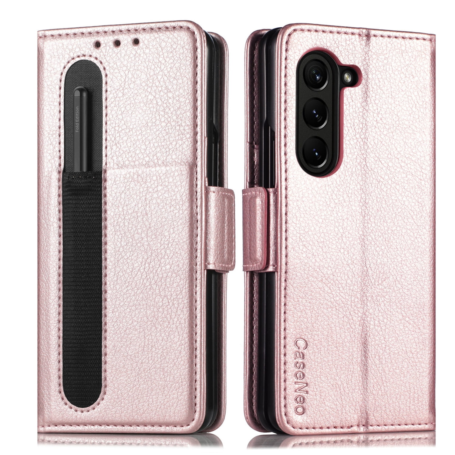For Samsung Galaxy Z Fold4 5G Double Buckle Phone Case With Pen Slots - White