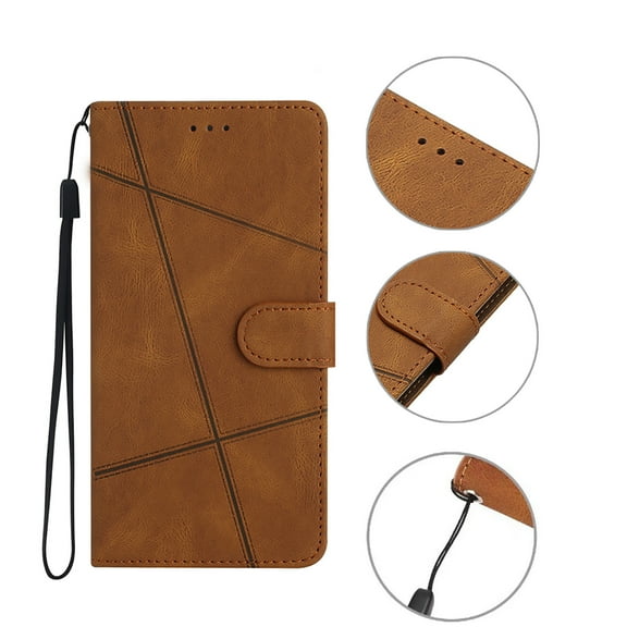 Cowithday for Google Pixel 6a Flip Wallet Phone Case, Kickstand Wrist Strap Card Holders Photo Slots Shockproof TPU Inner Shell Magnetic Solid Color Case Cover for Google Pixel 6a 5G 6.1", Brown