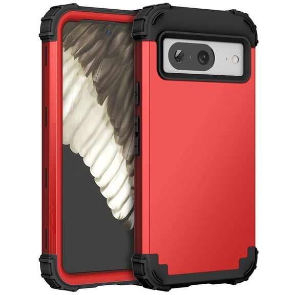 Cowithday for Google Pixel 7 5G Case with Screen Protector, Dual Layer Heavy Duty Tough Rugged Shockproof Drop Protection Corner Protection Hybrid Protective Phone Case for Google Pixel 7 6.3", Red