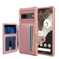 thumbnail image 1 of Cowithday for Google Pixel 7 Wallet Case, RFID Blocking Card Holder Slot Kickstand Magnetic Button Closure Women Men Heavy Duty Shockproof Rugged Back Cover for Google Pixel 7 5G 6.3" 2022, Rosegold, 1 of 7
