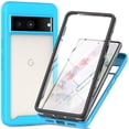 thumbnail image 1 of Cowithday for Google Pixel 7a Case with Built in Screen Protector, Shockproof Soft TPU Bumper Rugged Clear Hard PC Back Shell Anti-Scratch All-inclusive Case Cover for Google Pixel 7a 5G 6.1", Blue, 1 of 5