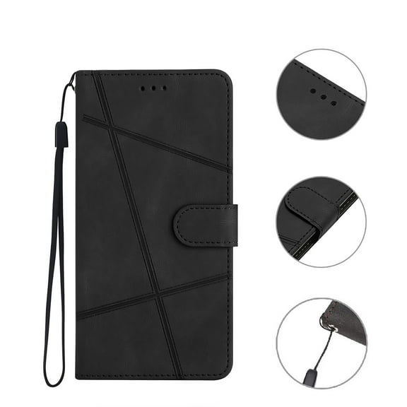 Cowithday for Google Pixel 8 Flip Wallet Phone Case, Kickstand Wrist Strap Card Holders Photo Slots Shockproof TPU Inner Shell Magnetic Solid Color Case Cover for Google Pixel 8 5G 6.2", Black