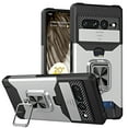 thumbnail image 1 of Cowithday for Google Pixel 8 Pro Case with Card Holder Ring Kickstand Slide Camera Cover Pixel 8 Pro 5g Case Heavy Duty Protection Shockproof Rugged for Google Pixel 8 Pro Phone Cover 2023, Silver, 1 of 7