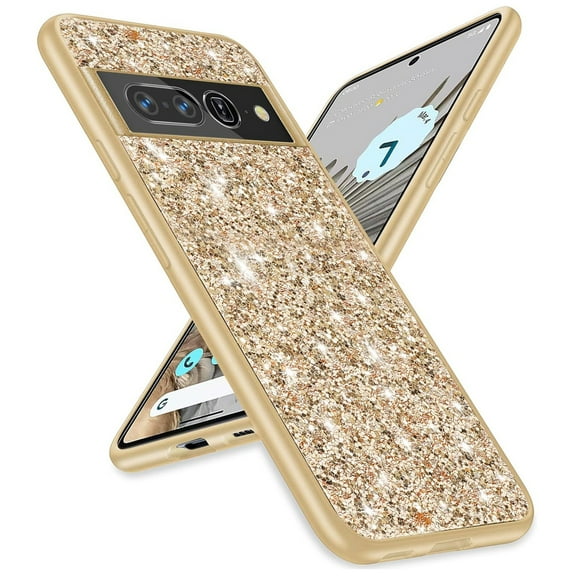 Cowithday for Google Pixel 8 Pro Phone Case, Glitter Sparkle Bling Shiny Diamond Slim Soft TPU Silicone Anti-Slip Protective Case Cover for Women Girls for Google Pixel 8 Pro 5G (6.7"), Gold