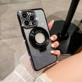 thumbnail image 1 of Cowithday Gradient Glitter Case for iPhone 14 Pro Max for Women & Girls, Luxury Bling Rhinestone Ring Kickstand Soft TPU Shockproof Slim Clear Back Case Compatible with MagSafe - Black, 1 of 8