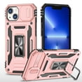 thumbnail image 1 of Cowithday Heavy Duty Rugged Case for iPhone 13, Case with Rotatable Ring Kickstand & Slide Camera Cover, Support Magnetic Car Mount, Soft TPU Shockproof Hard PC Back Case - Rosegold, 1 of 1