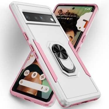 Cowithday Hybrid Rugged Case for Google Pixel 7a 5G 6.1" Phone, Military Grade Heavy Duty Shockproof Rotatable Magnetic Ring Holder Kickstand Armor Dual Layer Cover for Google Pixel 7a, White