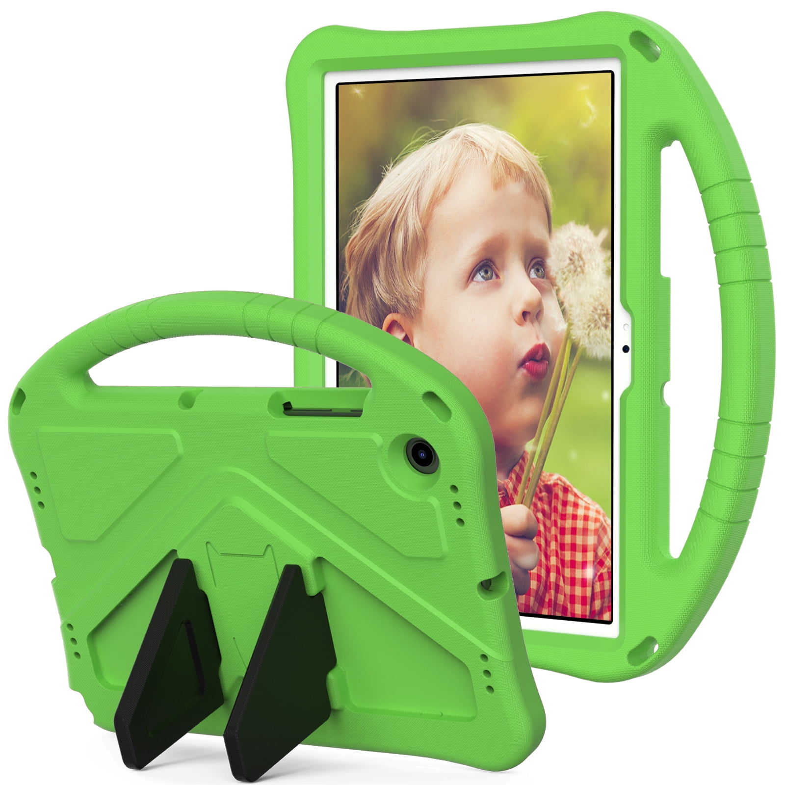 Cowithday Kids Case for Apple iPad 10th Generation  iPad 10.9 inch 2022 with Kickstand/Handle Stand/Pencil Holder [Screen Protector] Lightweight Soft EVA Foam Shockproof Silicone Cover Boy Girl, Green