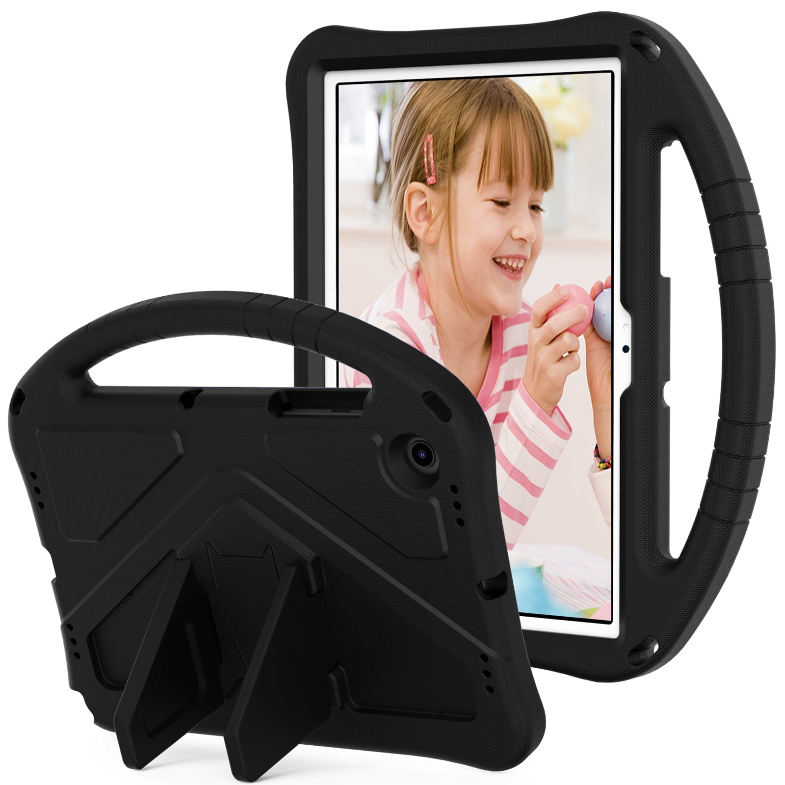 Cowithday Kids Case for Apple iPad 10th Generation  iPad 10.9 inch 2022 with Kickstand/Handle Stand/Pencil Holder [Screen Protector] Lightweight Soft EVA Foam Shockproof Silicone Cover Boy Girl,Black