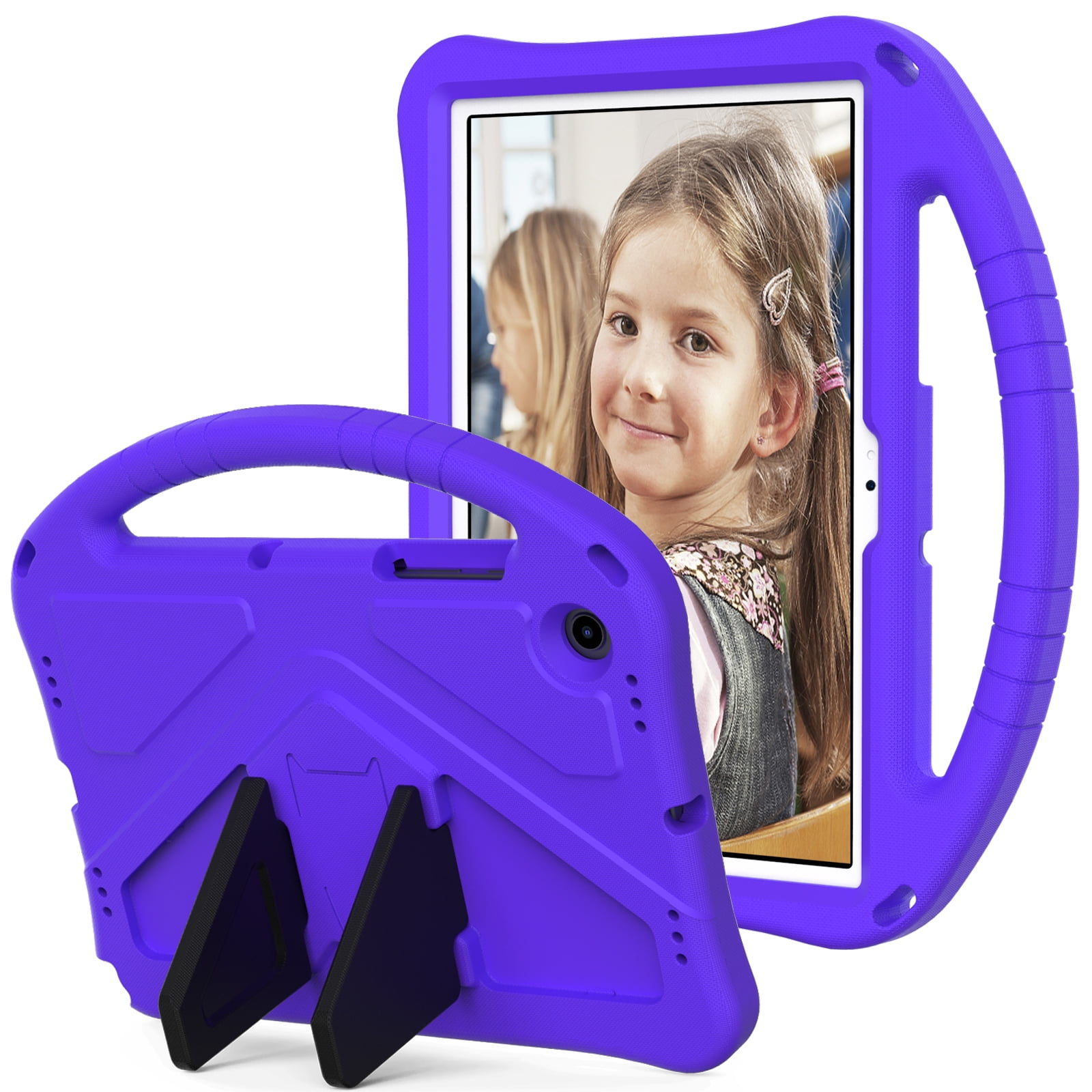 Cowithday Kids Case for Apple iPad 10th Generation  iPad 10.9 inch 2022 with Kickstand/Handle Stand/Pencil Holder [Screen Protector] Lightweight Soft EVA Foam Shockproof Silicone Cover Boy Girl,Purple