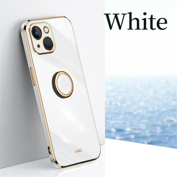 Cowithday Luxury Plating Case for iPhone 11 6.1-Inch (2019), Ring Holder Kickstand Full Camera Protection Drop Protection Women Girl Slim Fashion Electroplated Case Cover for Apple 11, White