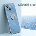 thumbnail image 1 of Cowithday Luxury Plating Case for iPhone 14 Plus 6.7-Inch (2022), Ring Holder Kickstand Full Camera Protection Drop Protection Women Girl Slim Fashion Electroplated Case Cover for Apple 14+, Blue, 1 of 9