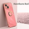 thumbnail image 1 of Cowithday Luxury Plating Case for iPhone 15 6.1-Inch (2023), Ring Holder Kickstand Full Camera Protection Drop Protection Women Girl Slim Fashion Electroplated Case Cover for Apple 15, Red, 1 of 9