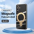 thumbnail image 1 of Cowithday Mag-Stand Designed for Galaxy S24 Case with Camera Lens Protector, [All-in-1] [Compatible with MagSafe] Ring Kickstand Plated TPU Luxury Phone Case Cover for Samsung Galaxy S24 5G, Black, 1 of 10